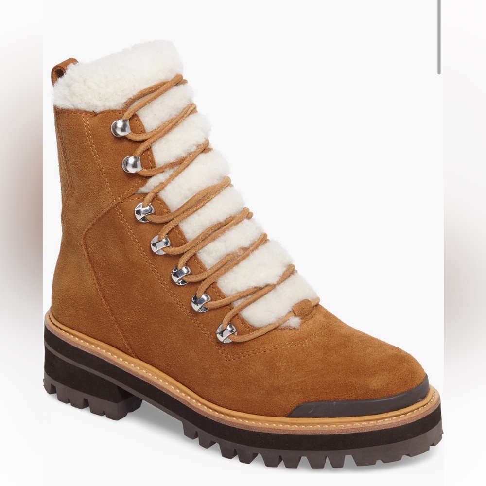 Women's Tan Suede Lace-Up Boots Marc Fisher Izzie boot